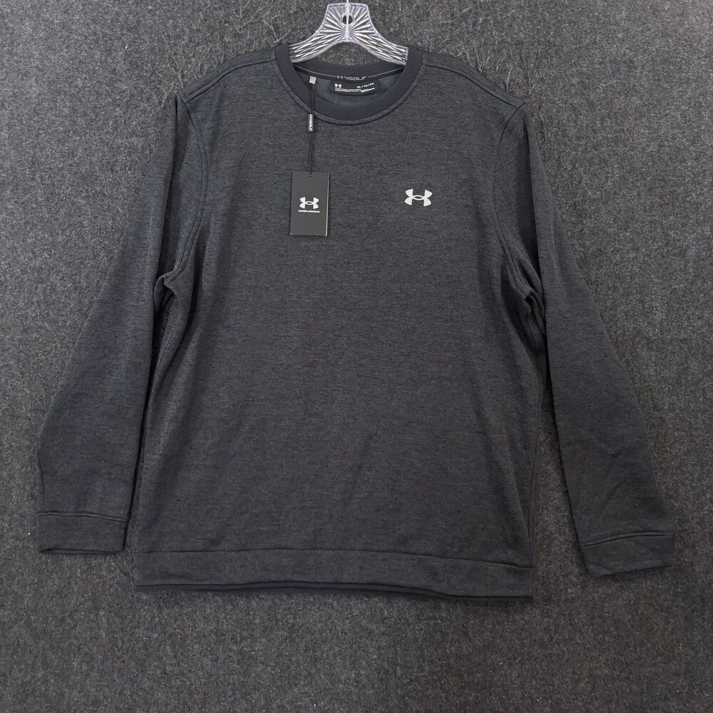 Under Armour Golf Storm Sweatshirt Men's XL Black Gray ColdGear Fleece Crewneck